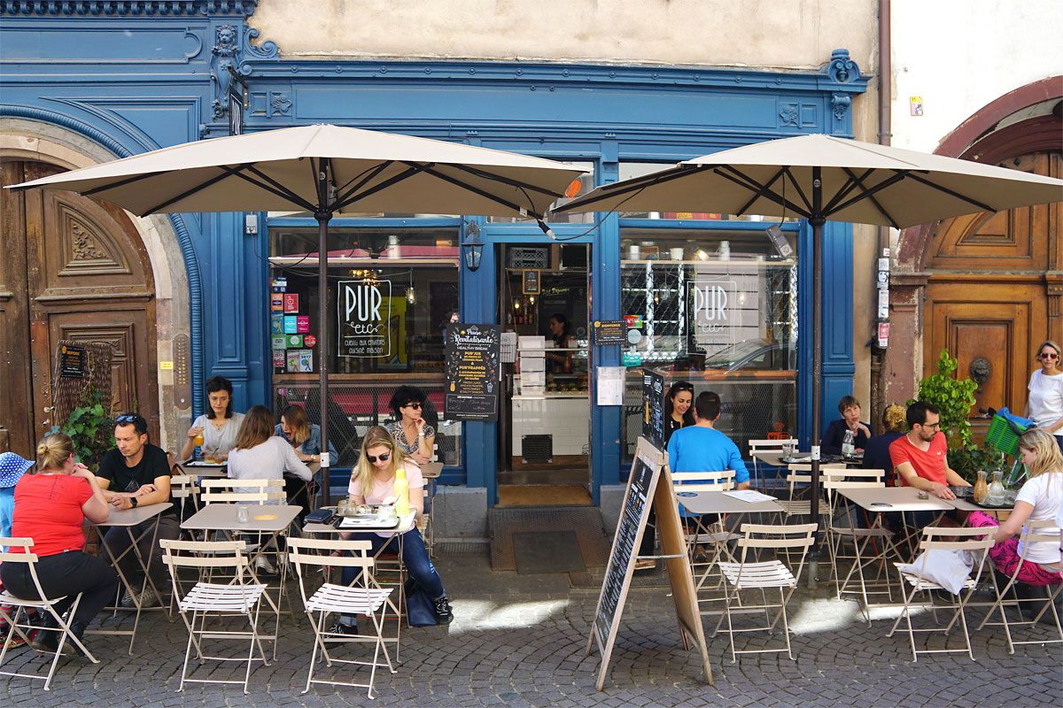 Outside terrace of Pur Etc restaurant in Strasbourg