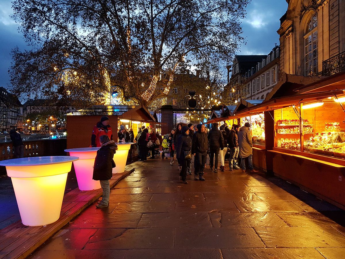 Market of Delights at night in Strasbourg