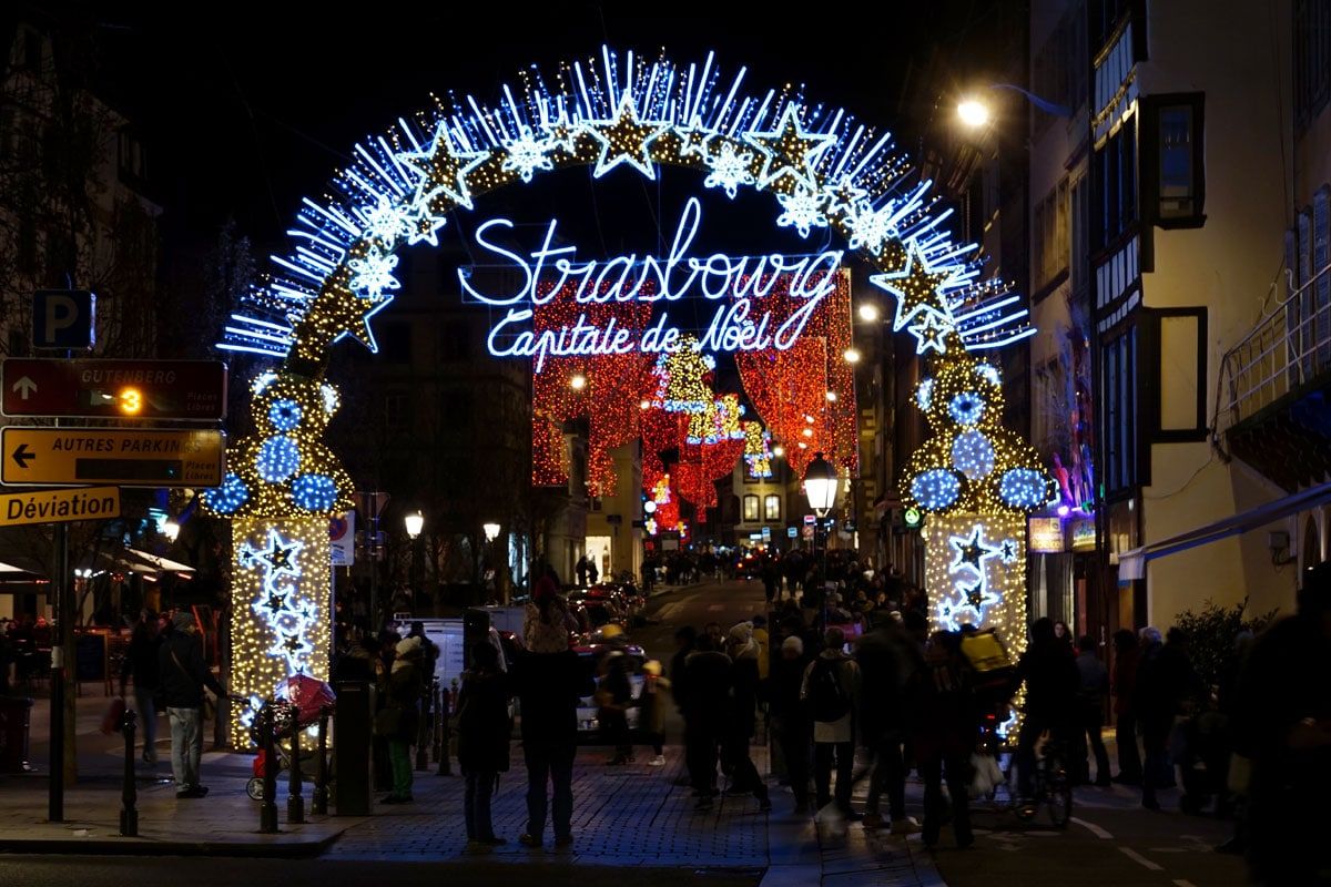 Porte des Lumières (Door of Lights!) marks the entrance to the heart of Strasbourg's Christmas markets