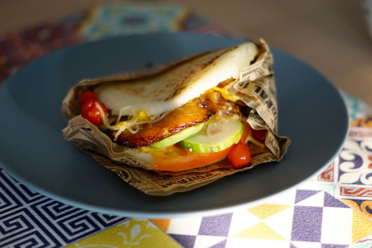 An arepas from Venezolatino restaurant in Strasbourg