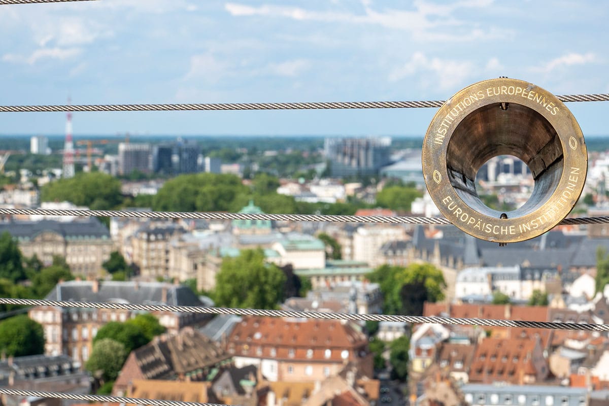 View on the European district in Strasbourg from the Cathedral