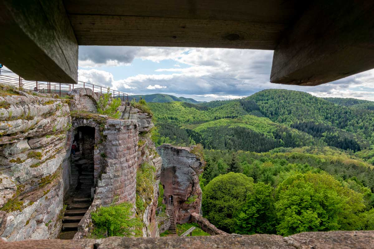 View on the alsatian countryside from fleckenstein castle