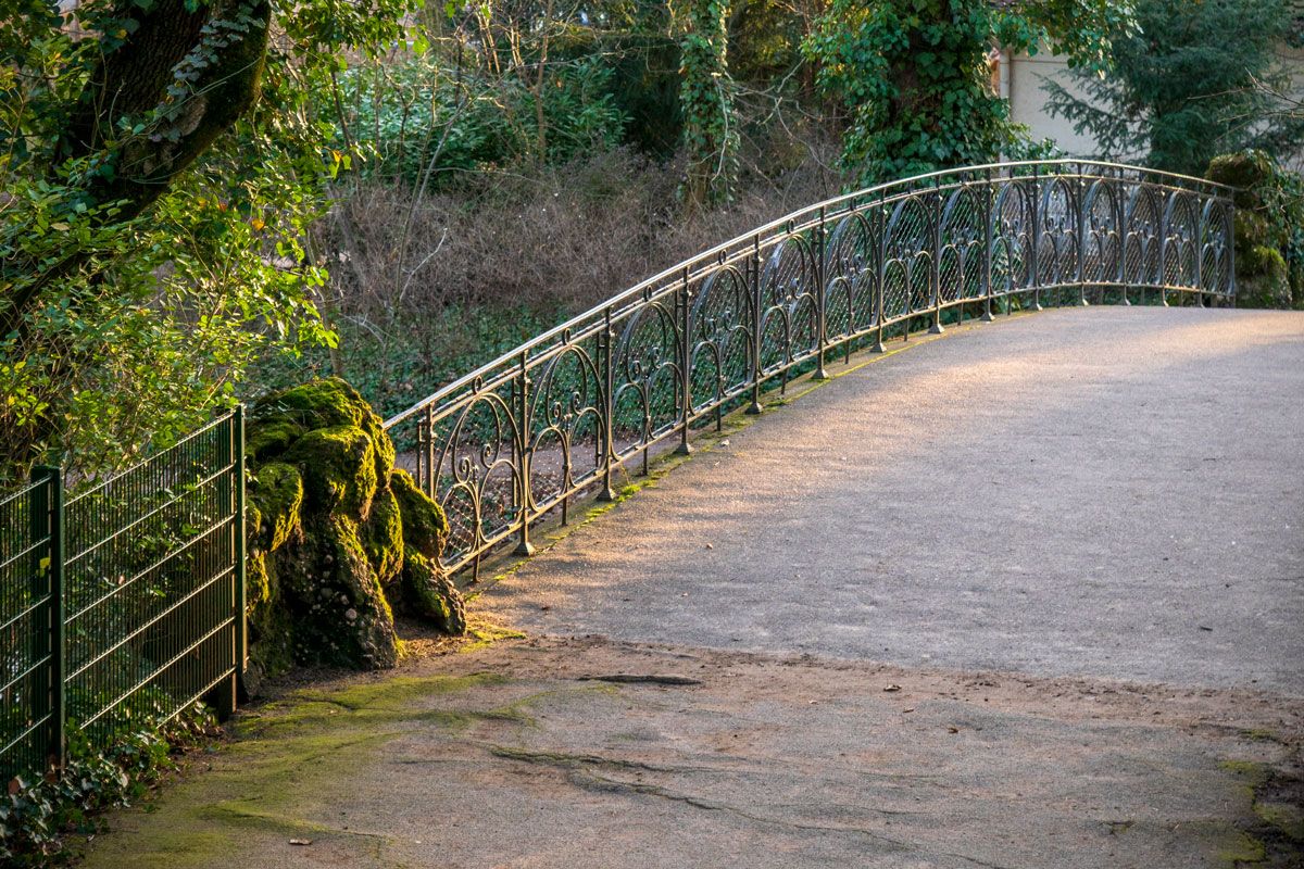 The footbridge in the Orangery Park in Strasbourg