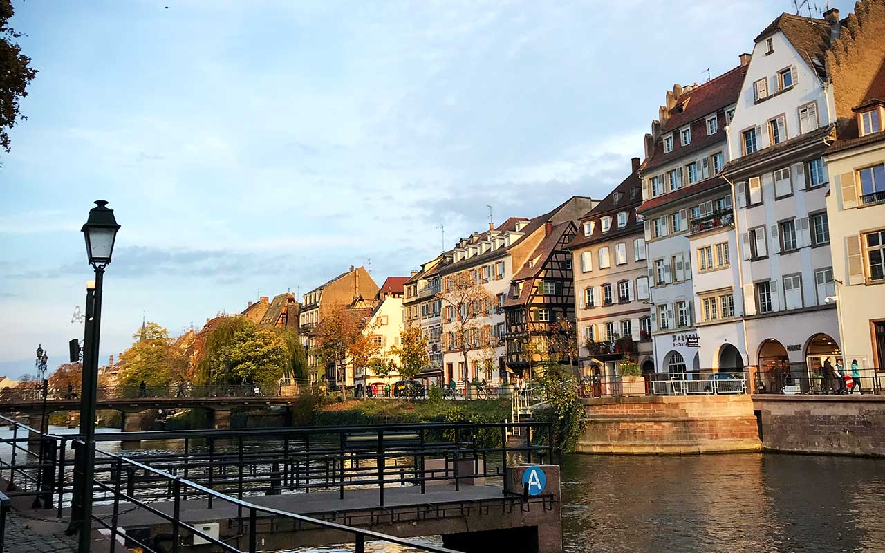 Quays along Ill River in Strasbourg
